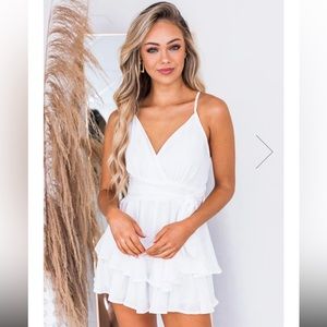 Pink Lily white romper